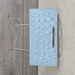 Brahmin Light Blue Croc Embossed Leather Wallet